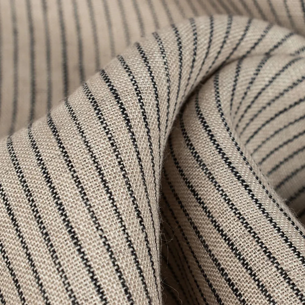 Washed Brownish Linen In Stripes Fabric Couture